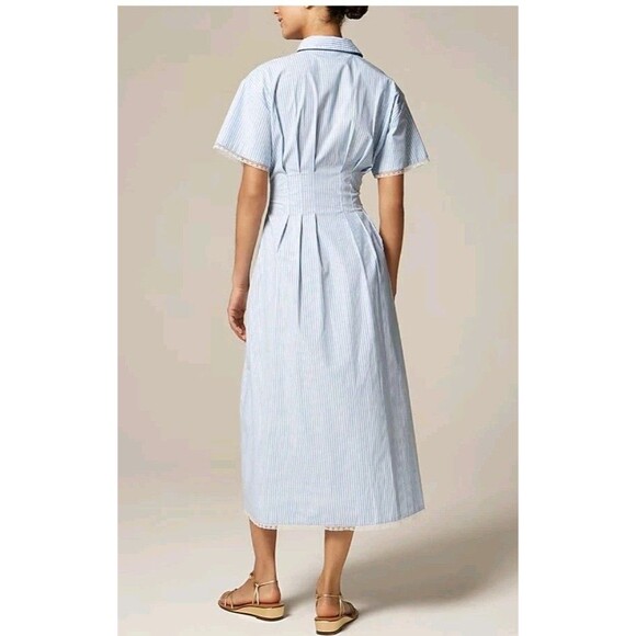 J.Crew Wren Lace-Trim Shirtdress in Stripe Blue White CK807 $188  Size 10NWT - Picture 3 of 13